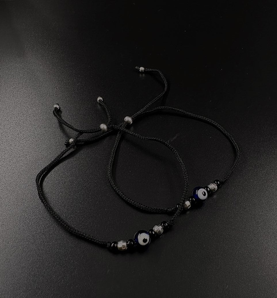 EVIL EYE BLACK THREAD ANKLET